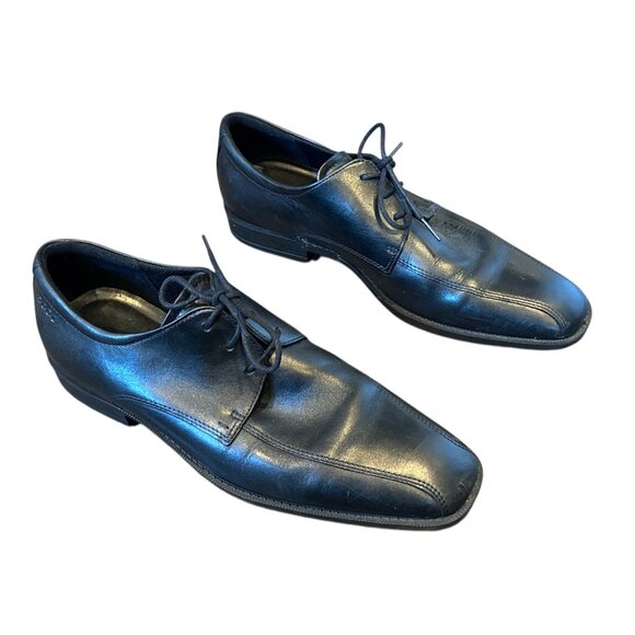 Men's ECCO Black Leather Derby Style Shoe - Picture 1 of 9